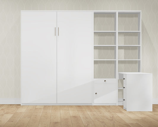 Murphy Bed: Queen Wall Bed with Desk | International White | The Lexington
